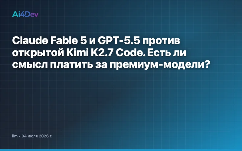 Claude Fable 5 и GPT-5.5 против открытой Kimi K2.7 Code. Есть ли смысл платить за премиум-модели?
