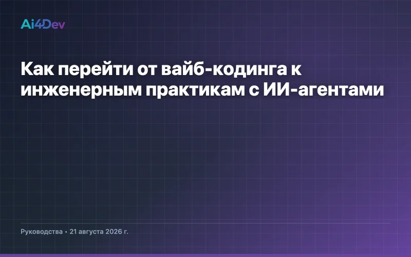 Как перейти от вайб-кодинга к инженерным практикам с ИИ-агентами