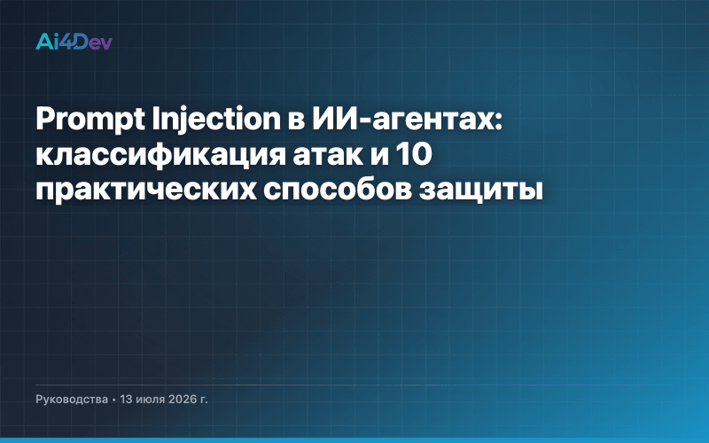 Prompt Injection в ИИ-агентах: классификация атак и 10 практических способов защиты